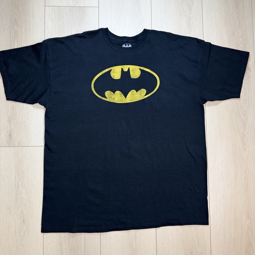 Batman Logo T Shirt Mens 3XL Black DC Comics Yellow Graphic Tee Superhero 2017